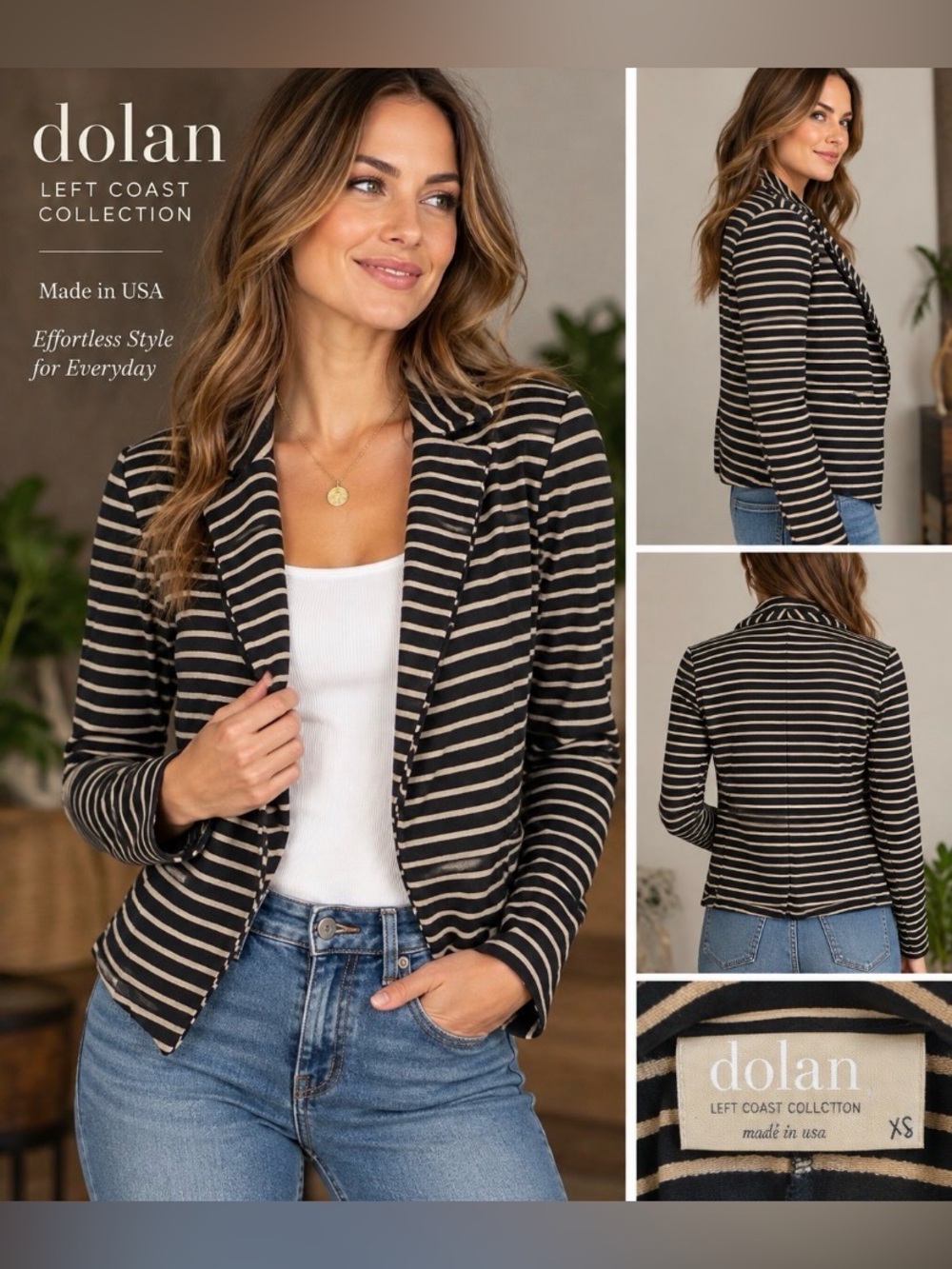 Anthropologie Dolan Left Coast Striped Knit Blazer Jacket XS Made in USA